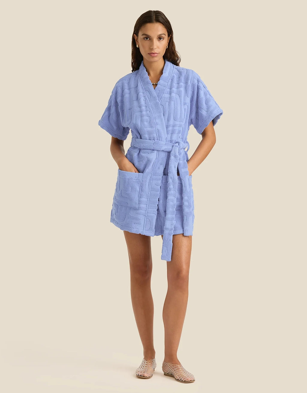 Towelling Mini Robe - Kin Cornflower