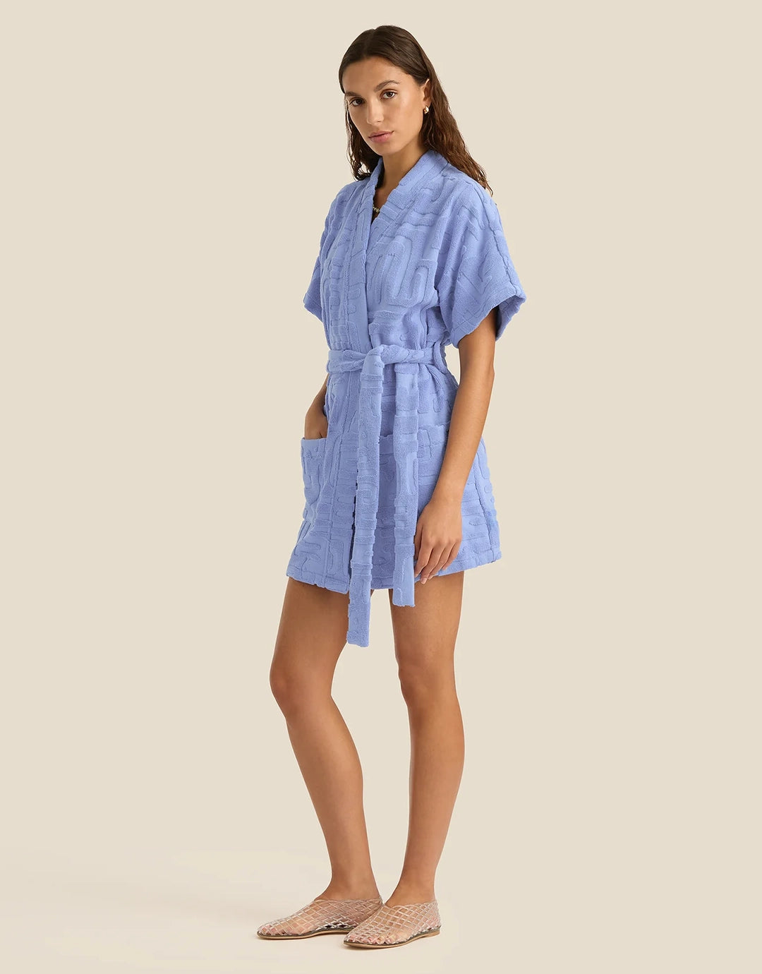 Towelling Mini Robe - Kin Cornflower