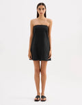 Elyse Linen Mini Dress - Black by Nude Lucy