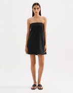 Elyse Linen Mini Dress - Black by Nude Lucy - view 5