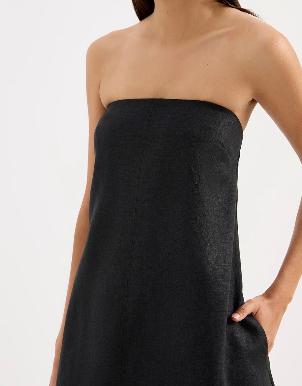 Elyse Linen Mini Dress - Black