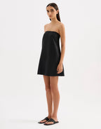 Elyse Linen Mini Dress - Black by Nude Lucy - view 8