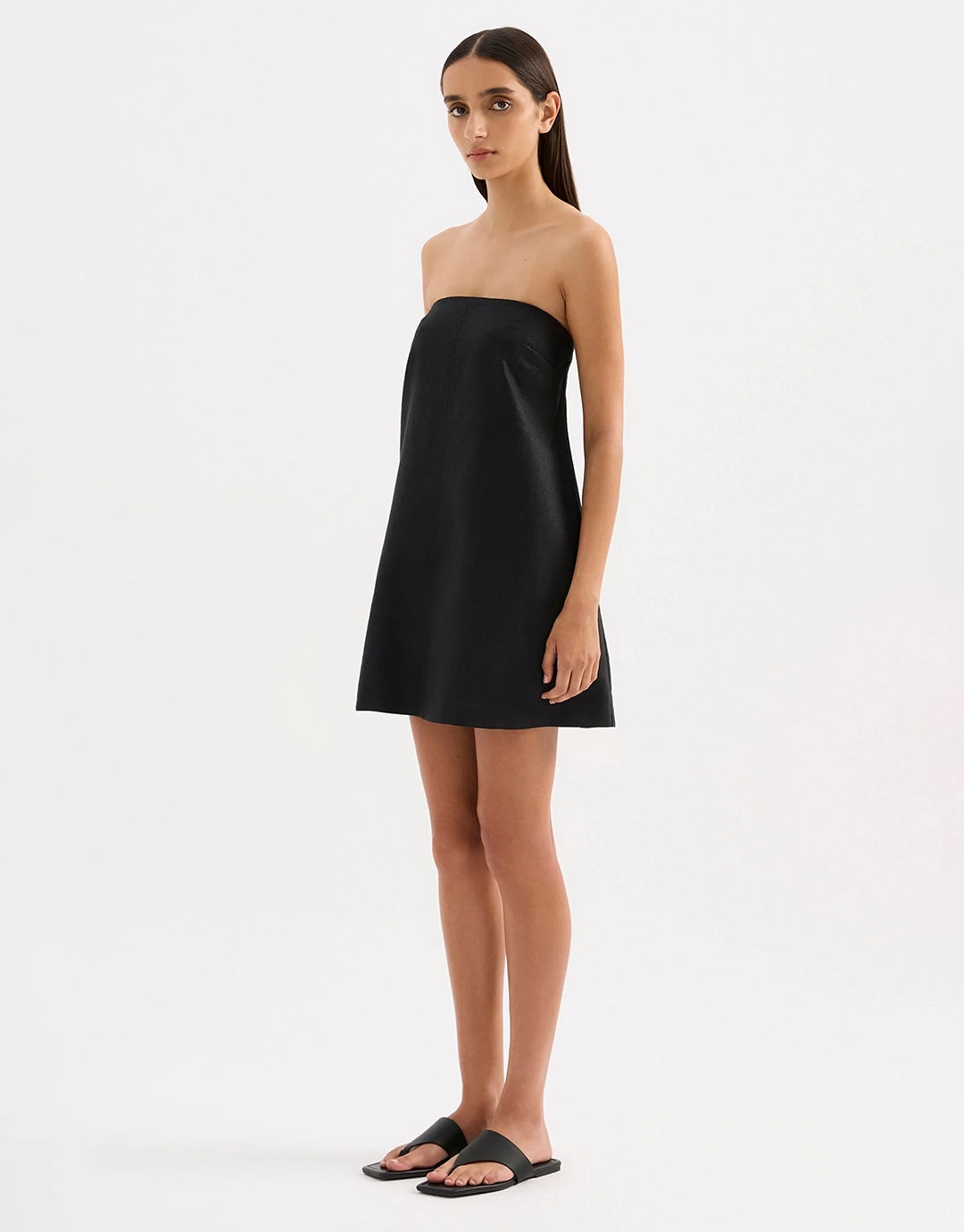 Elyse Linen Mini Dress - Black