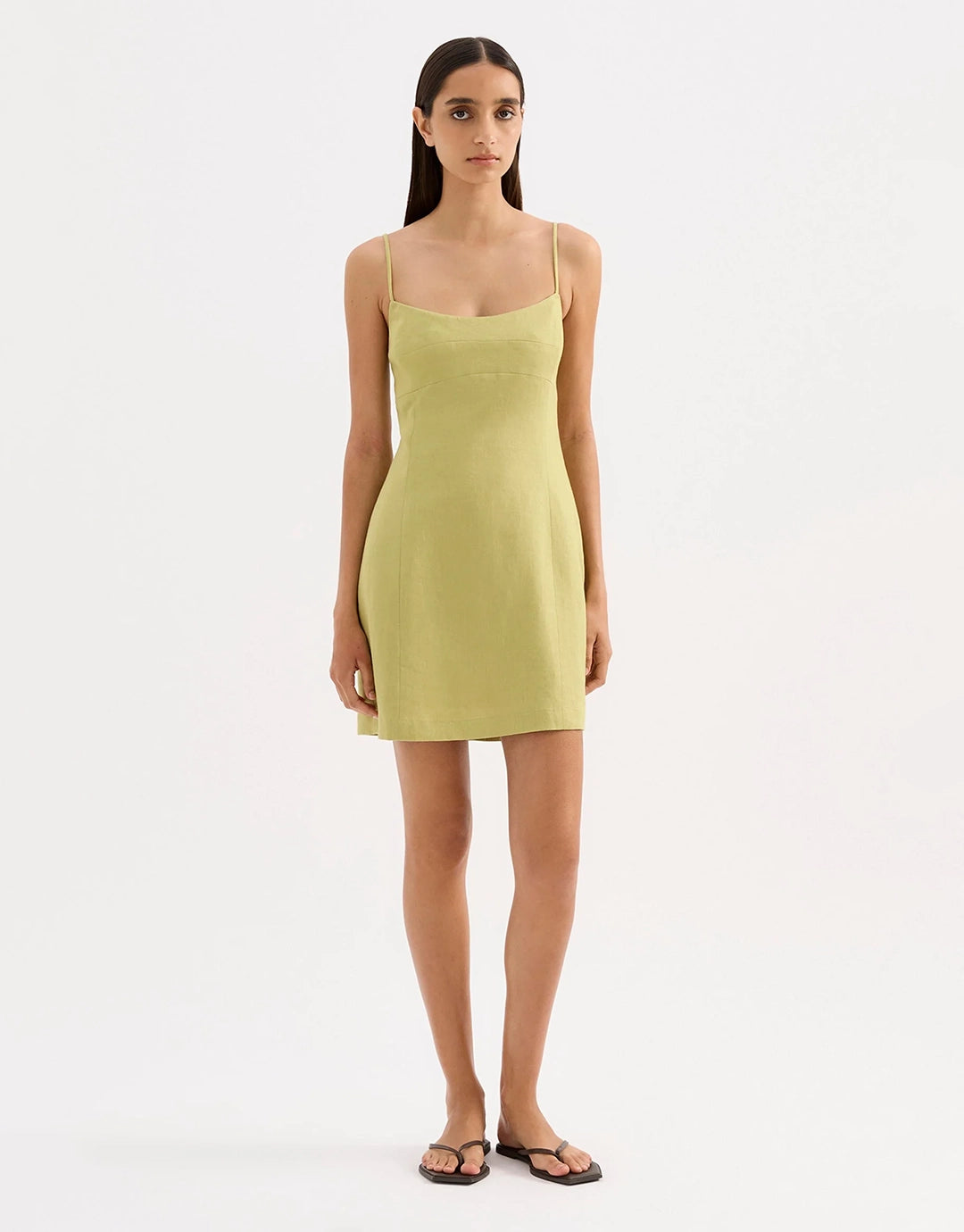 Carmela Linen Mini Dress - Kiwi