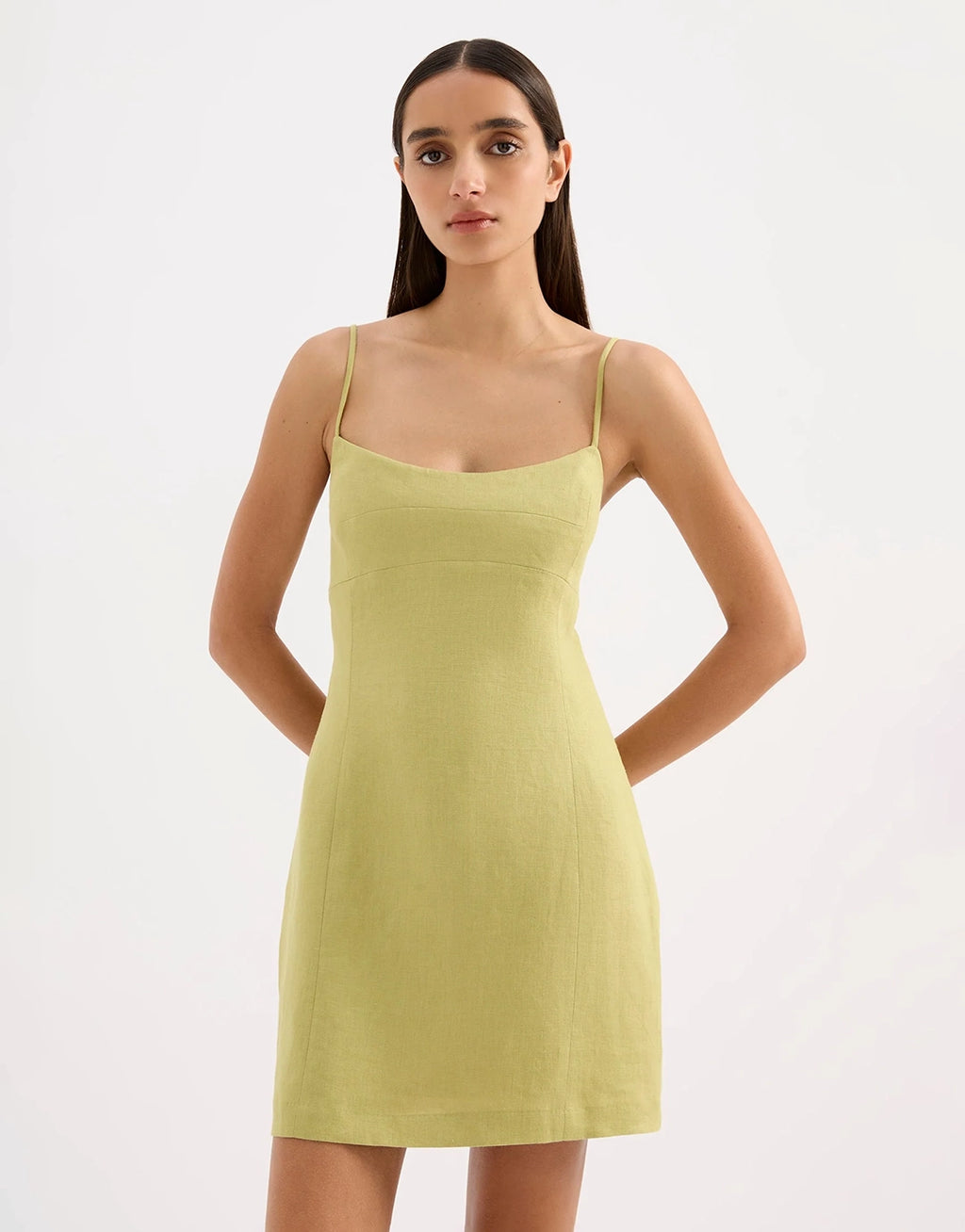 Carmela Linen Mini Dress - Kiwi