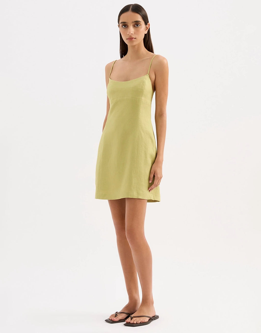 Carmela Linen Mini Dress - Kiwi