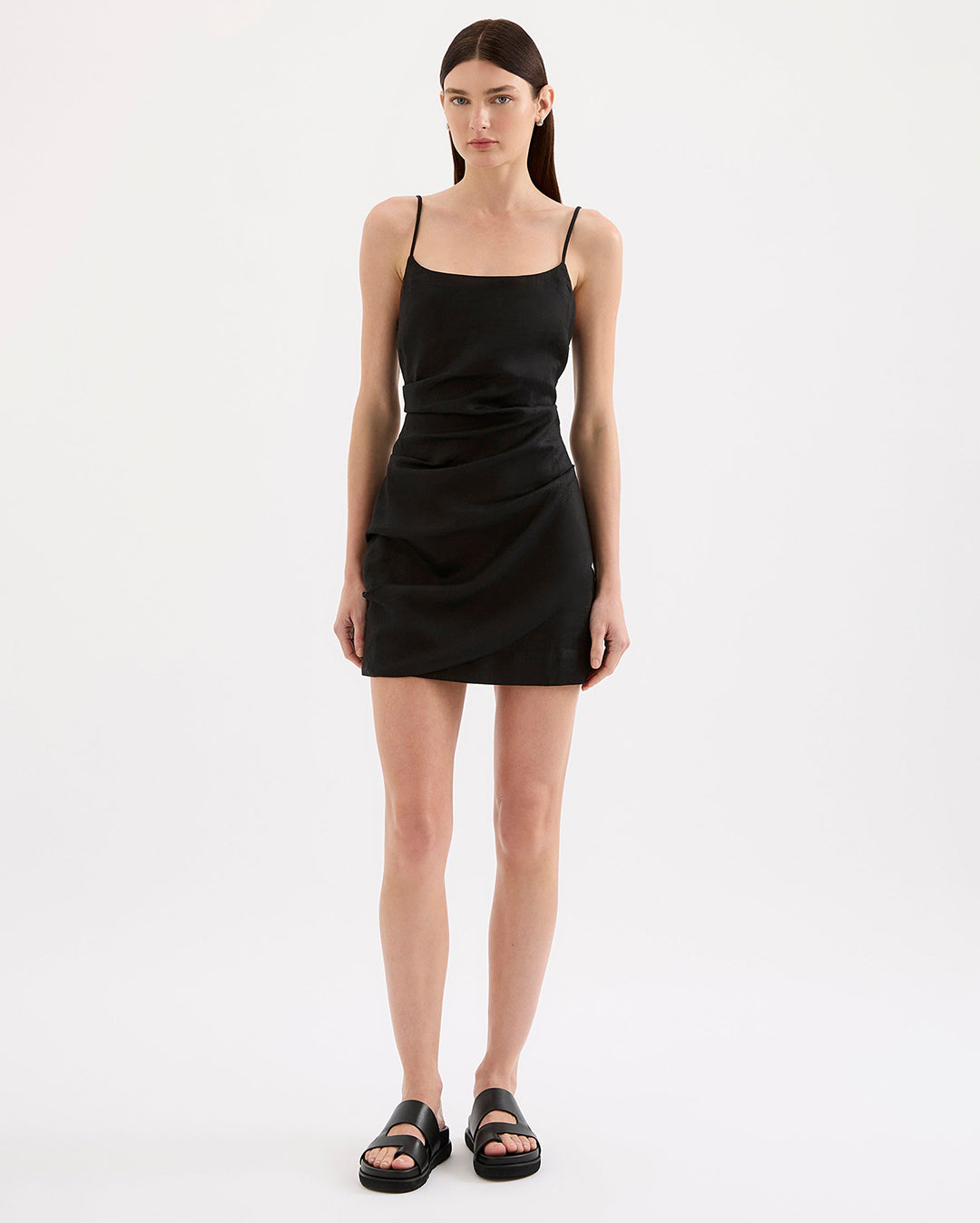 Rani Linen Mini Dress - Black