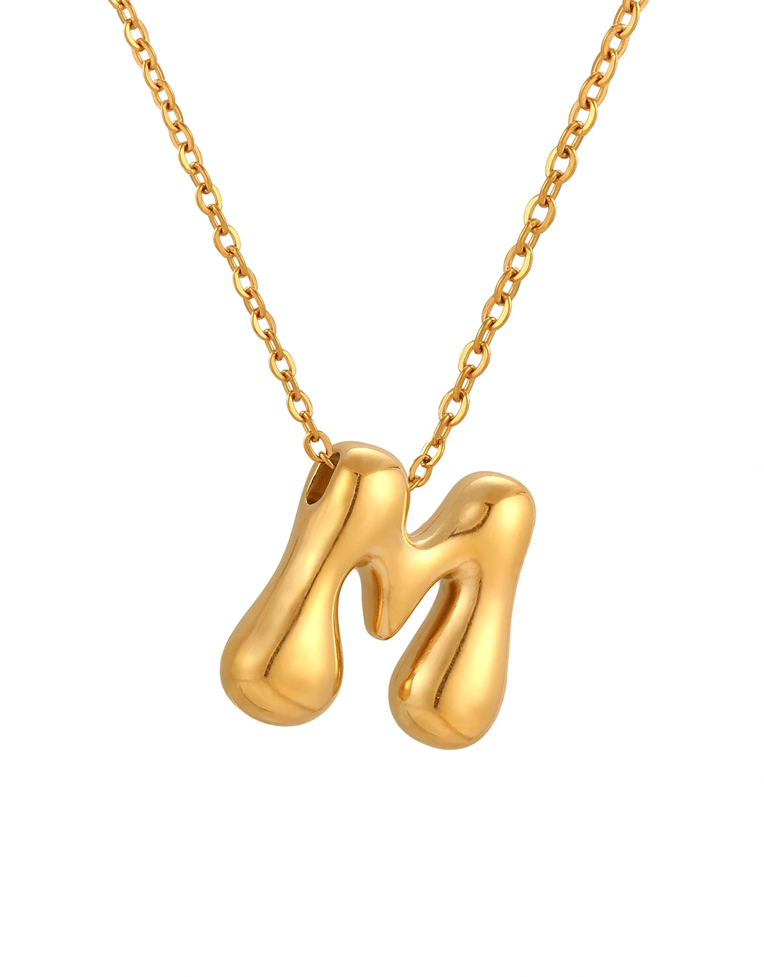 Cloud Letter Pendant Necklace - Gold