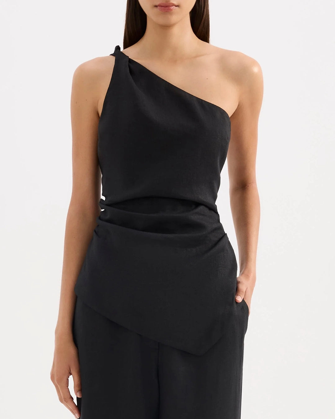 Lotta Linen Top - Black