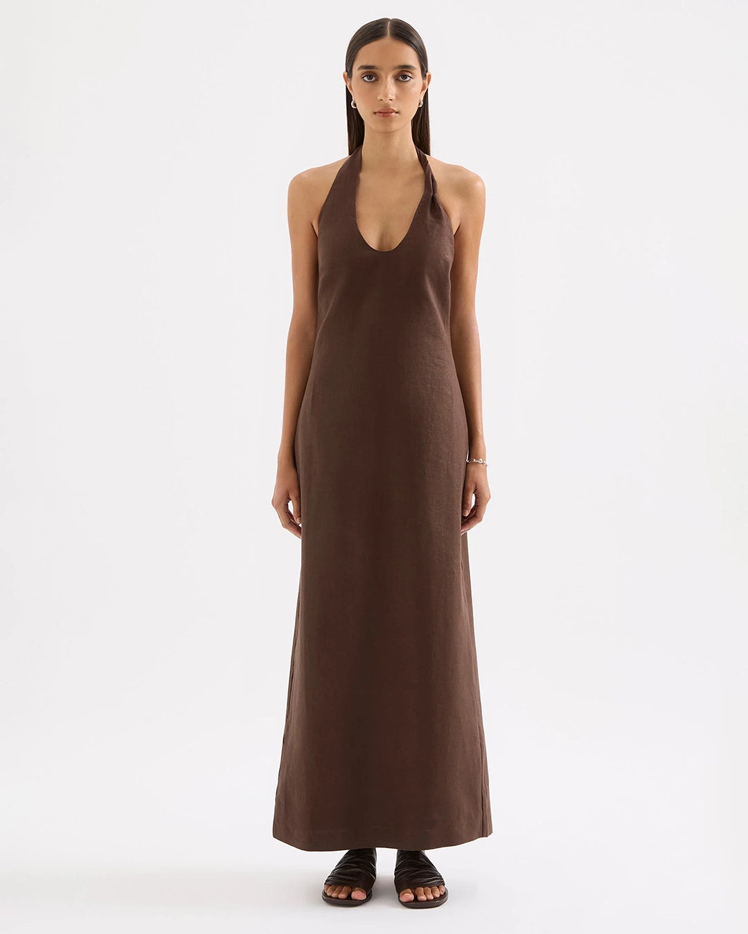 Nude Lucy Zayda Linen Dress - Chocolate | Wally NZ Nude Lucy Zayda Linen Dress - Chocolate | Wally NZ