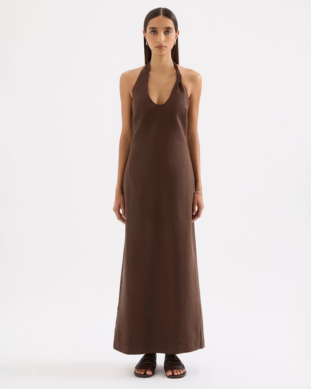 Zayda Linen Dress - Chocolate by Nude Lucy - view 2