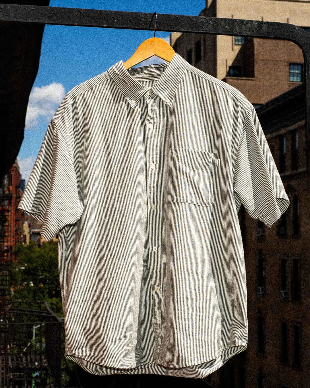 Bay Stripe Short Sleeve Classic Shirt - Black/White Stripe