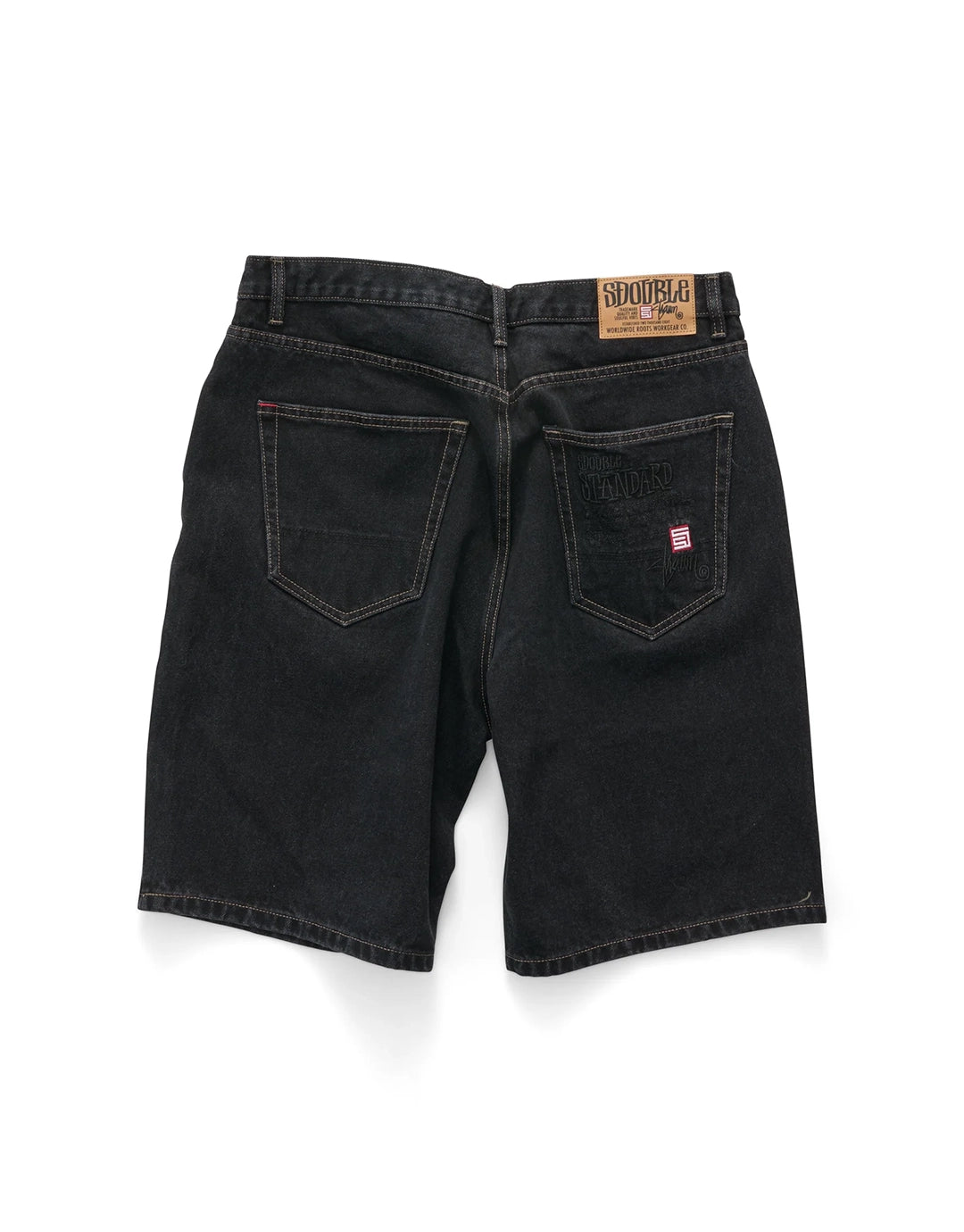 Embroidered 5 Pocket Denim Shorts - Black Wash