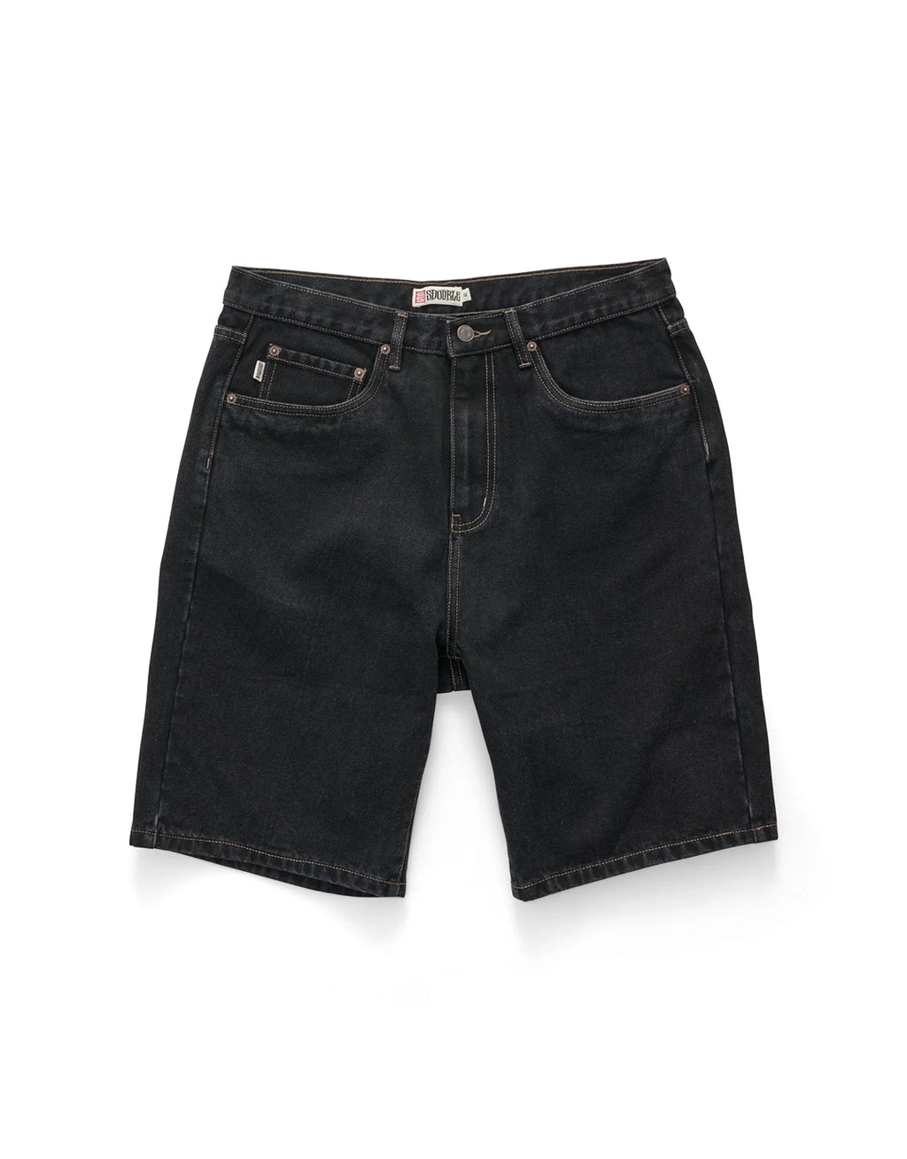 Embroidered 5 Pocket Denim Shorts - Black Wash