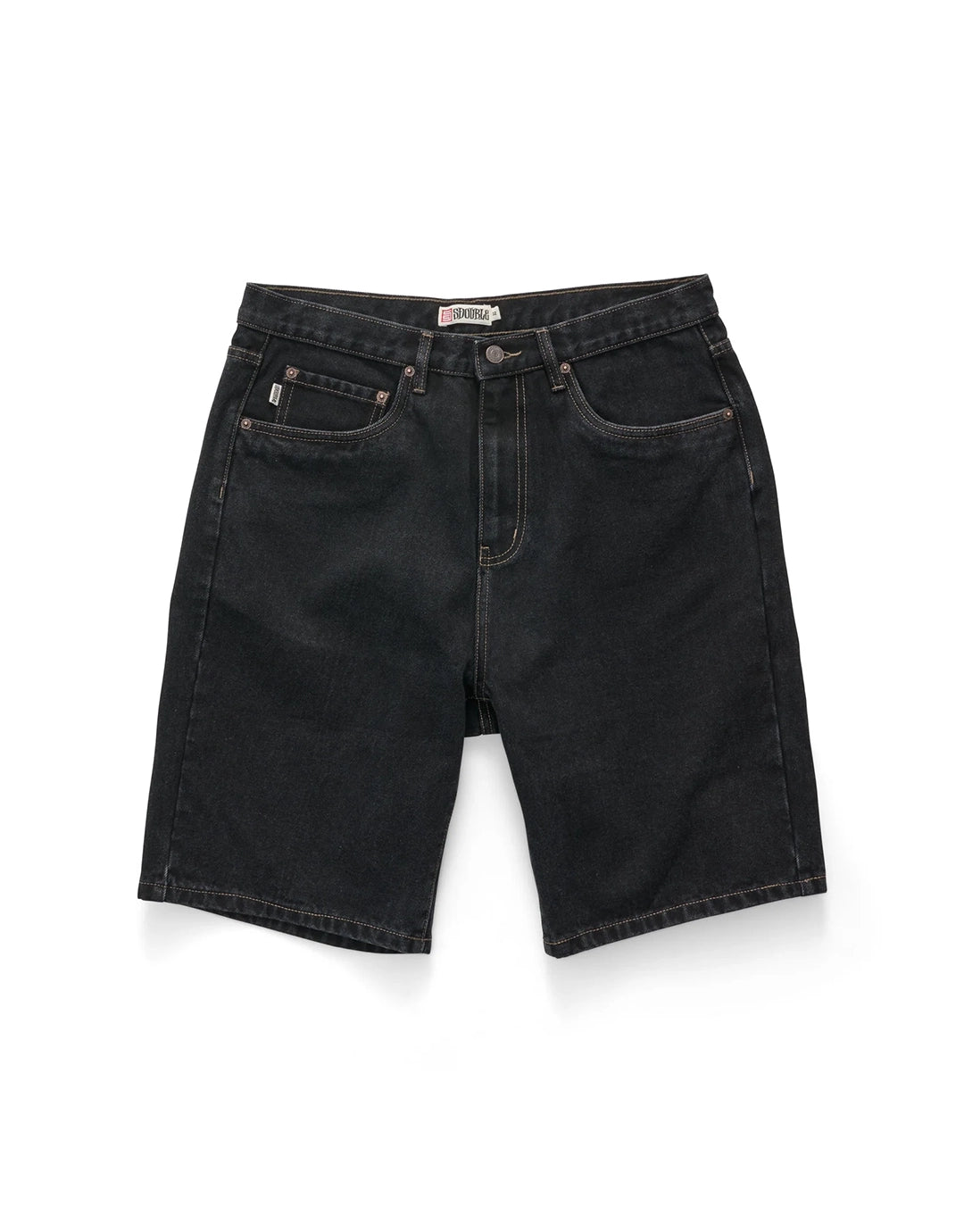 Embroidered 5 Pocket Denim Shorts - Black Wash