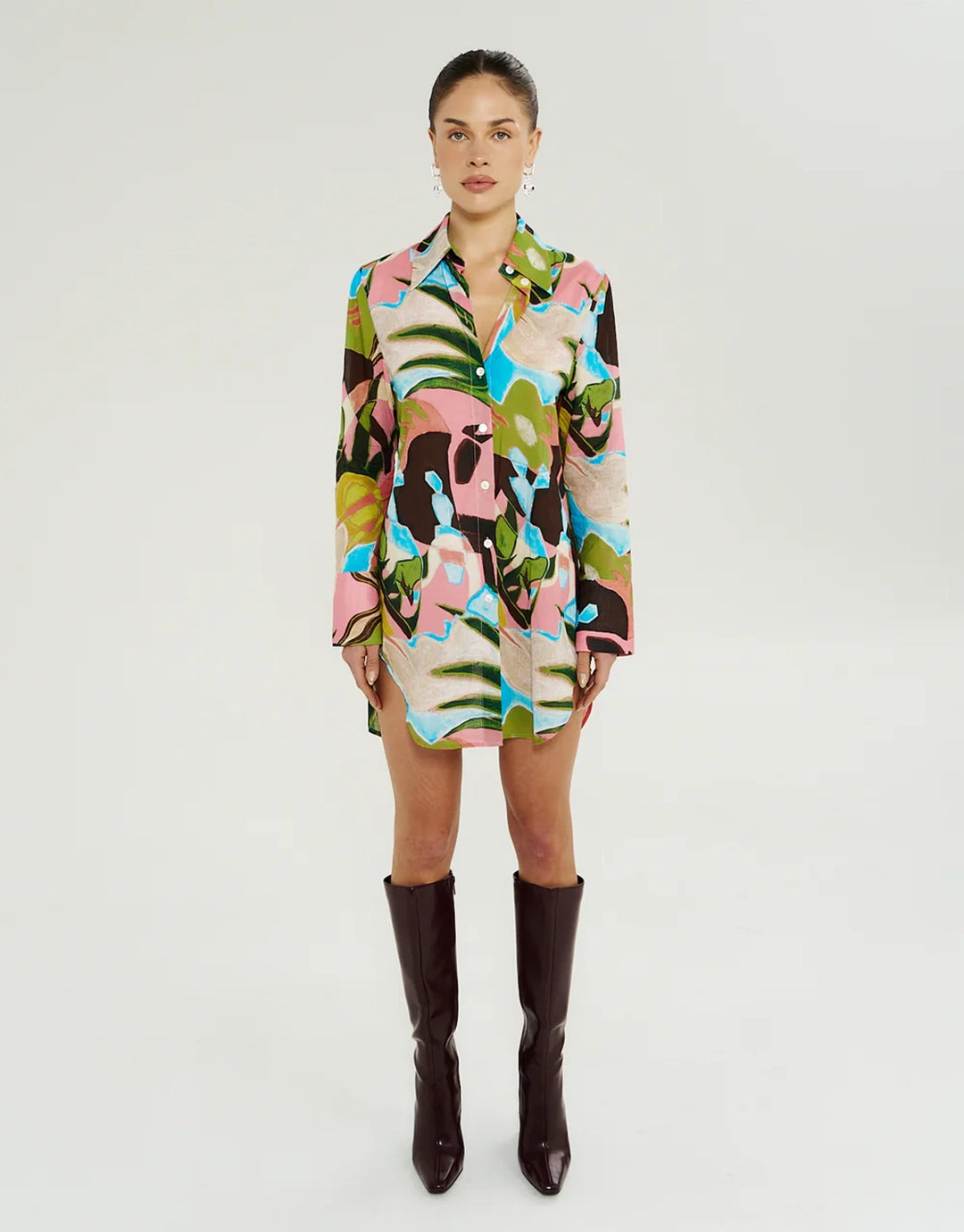 Long Sleeve Ash Shirt Dress - Wonderland by Summi Summi