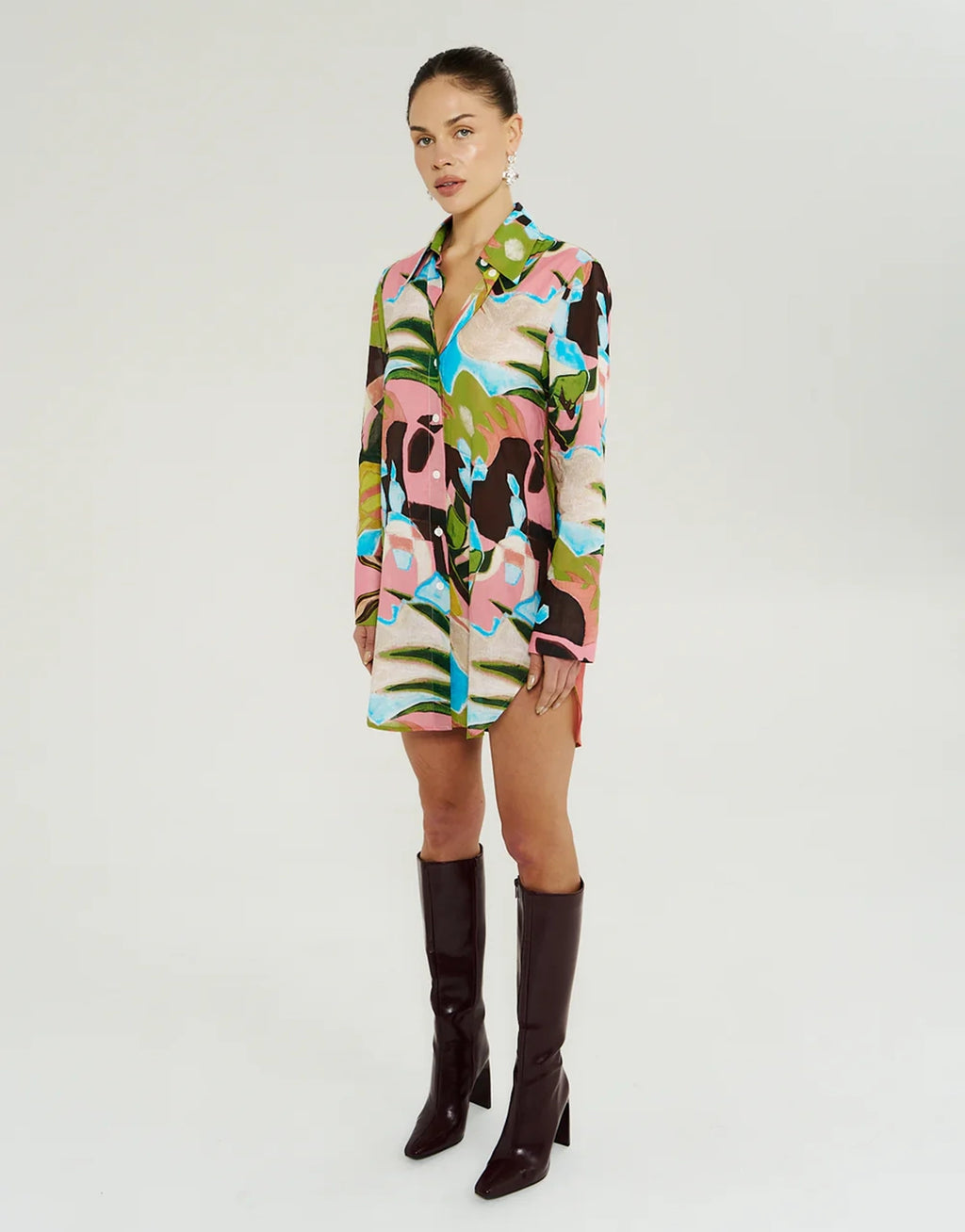 Long Sleeve Ash Shirt Dress - Wonderland by Summi Summi - view 2