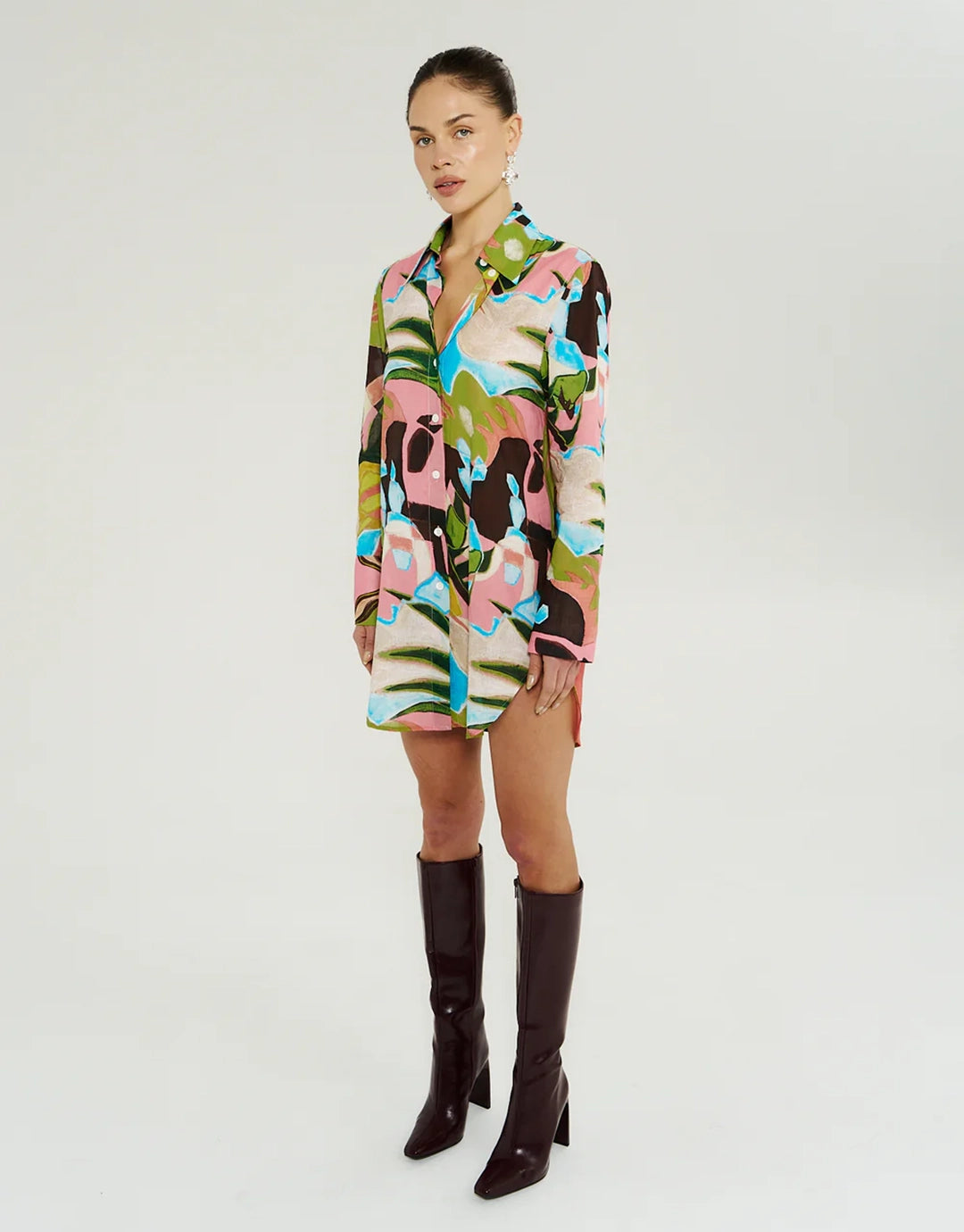 Long Sleeve Ash Shirt Dress - Wonderland by Summi Summi - view 2