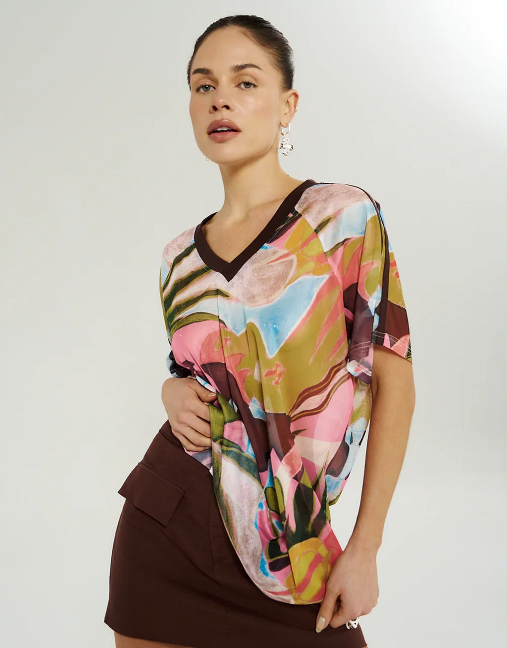 V Neck Mesh Tee - Wonderland by Summi Summi - view 2