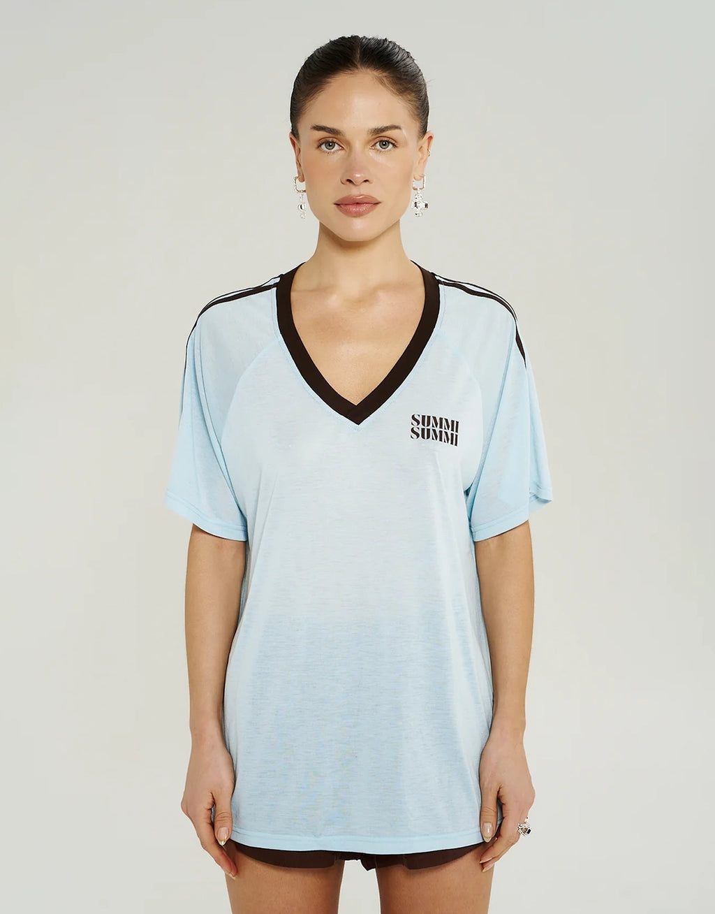 V Neck Jersey Tee - Ice