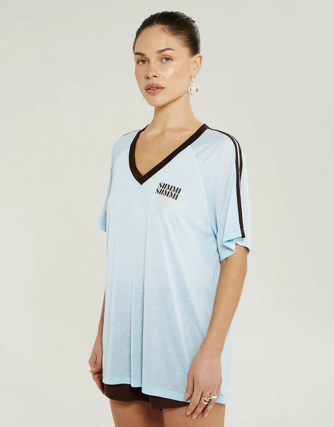 V Neck Jersey Tee - Ice