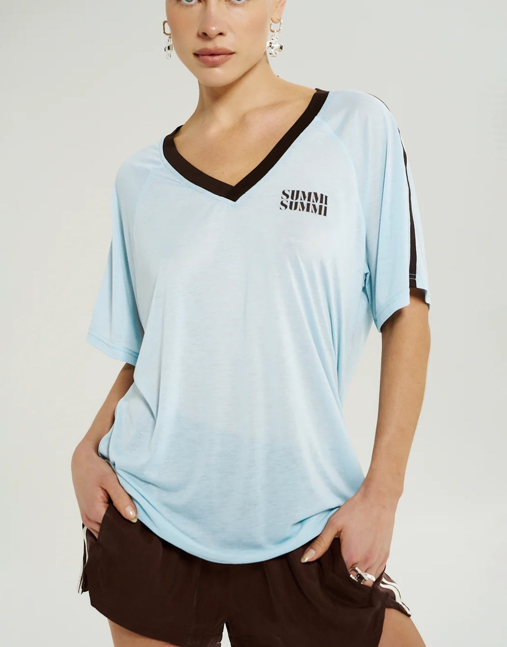 V Neck Jersey Tee - Ice