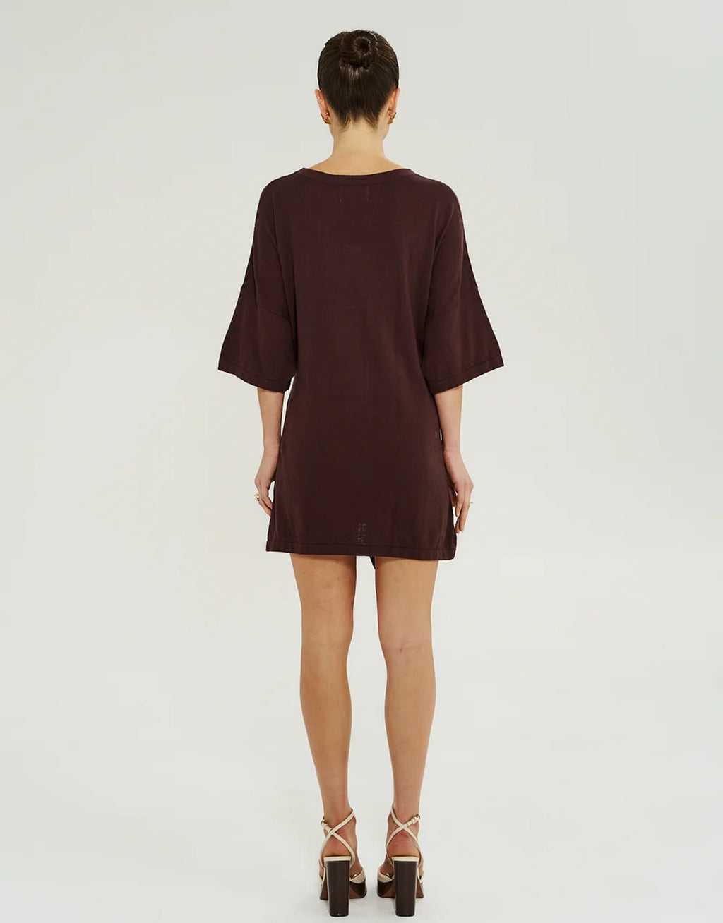Knit Tie Front Dress - Chocolate by Summi Summi - view 3