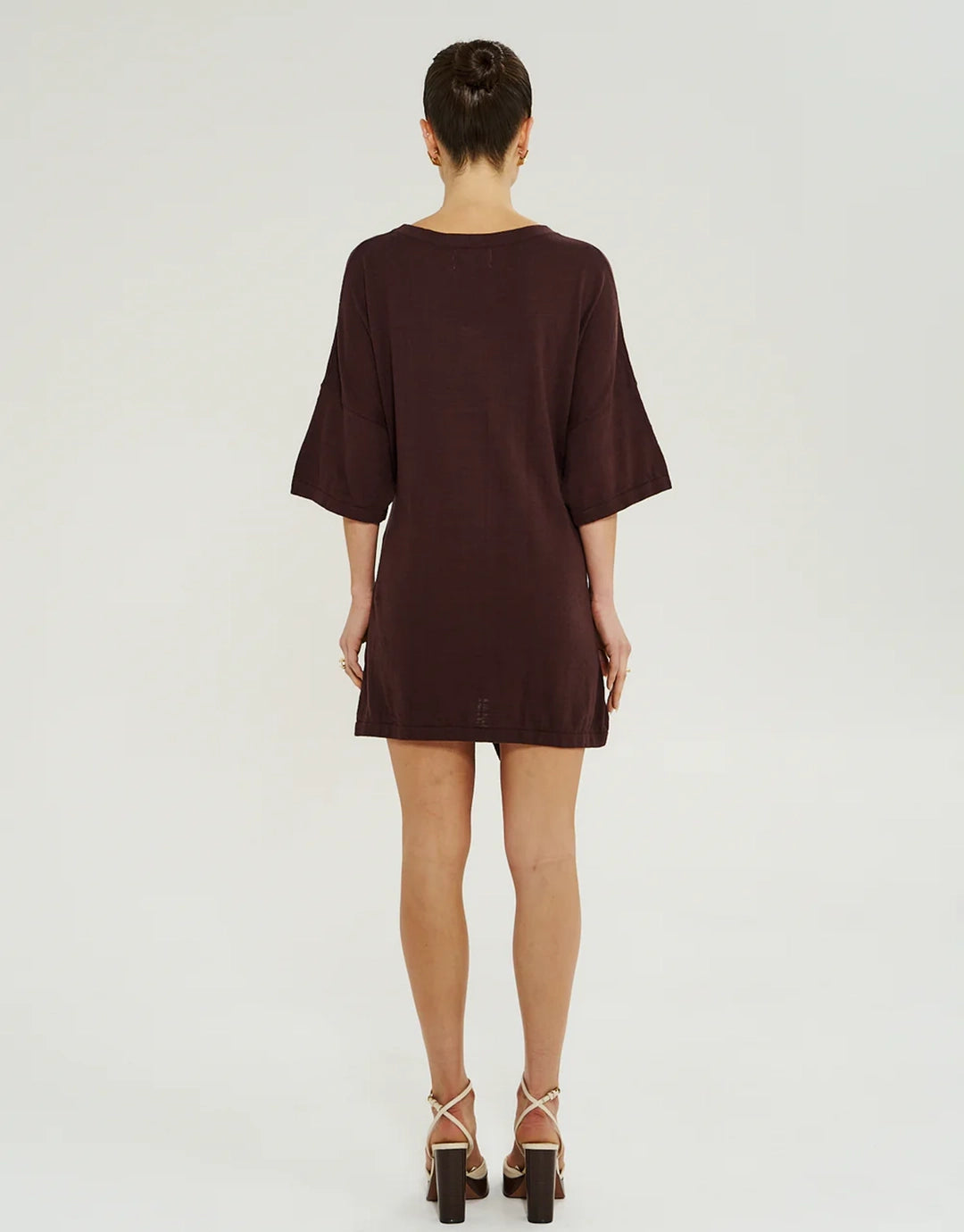 Knit Tie Front Dress - Chocolate by Summi Summi - view 3