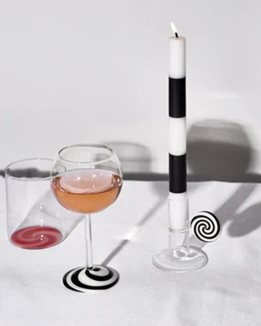 Swirl Candle Holder - Black + White