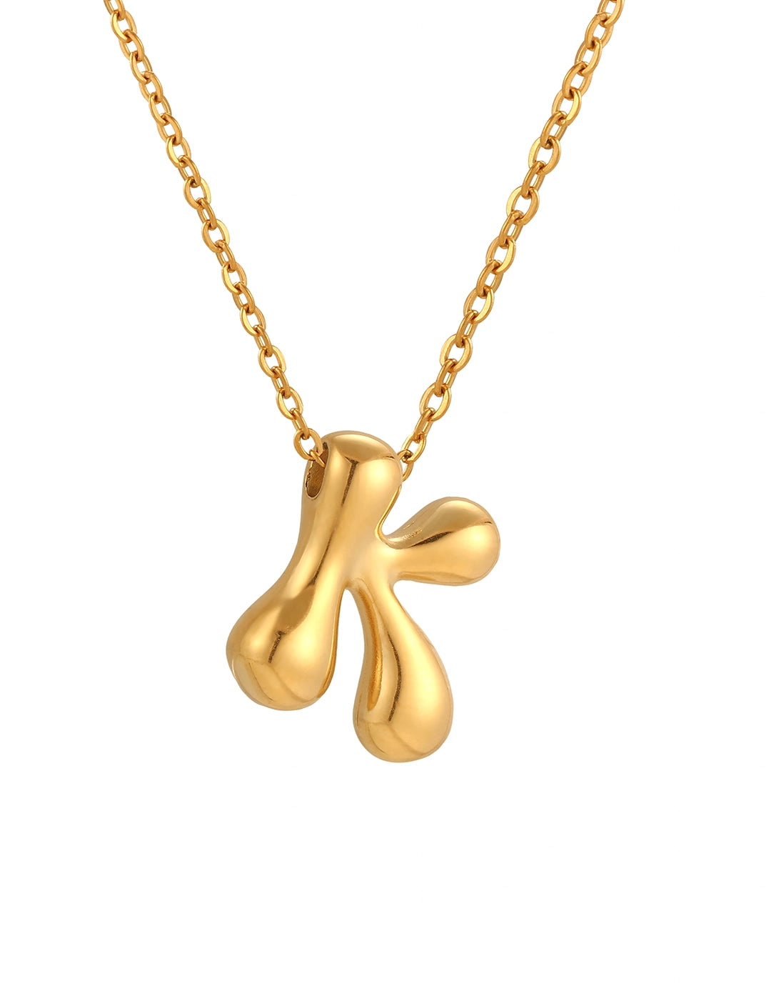 Cloud Letter Pendant Necklace - Gold