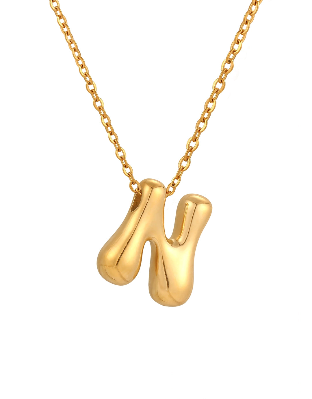 Cloud Letter Pendant Necklace - Gold