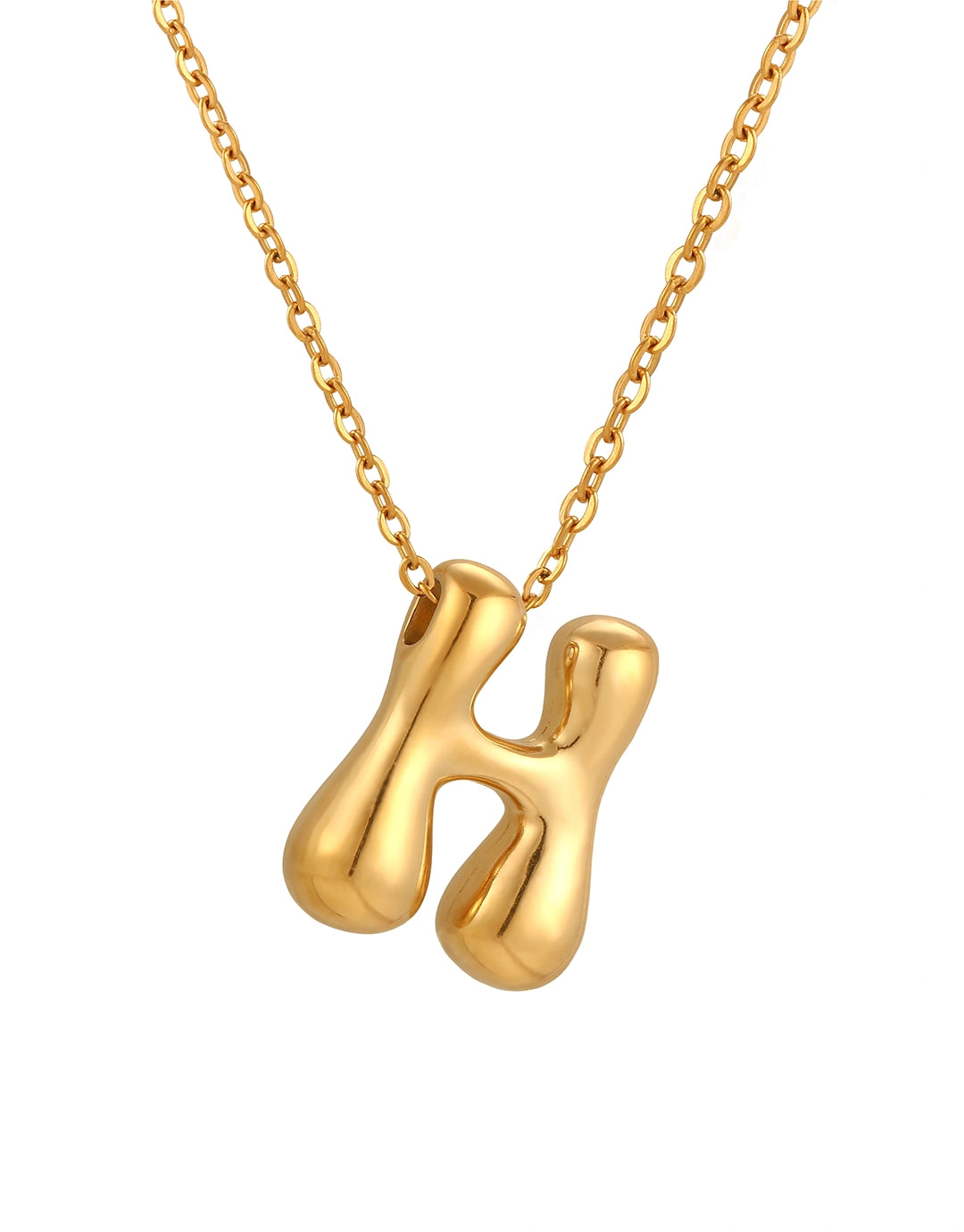 Cloud Letter Pendant Necklace - Gold