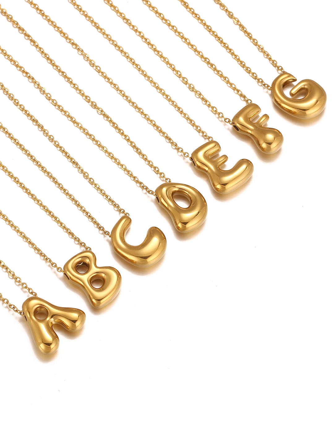 Cloud Letter Pendant Necklace - Gold