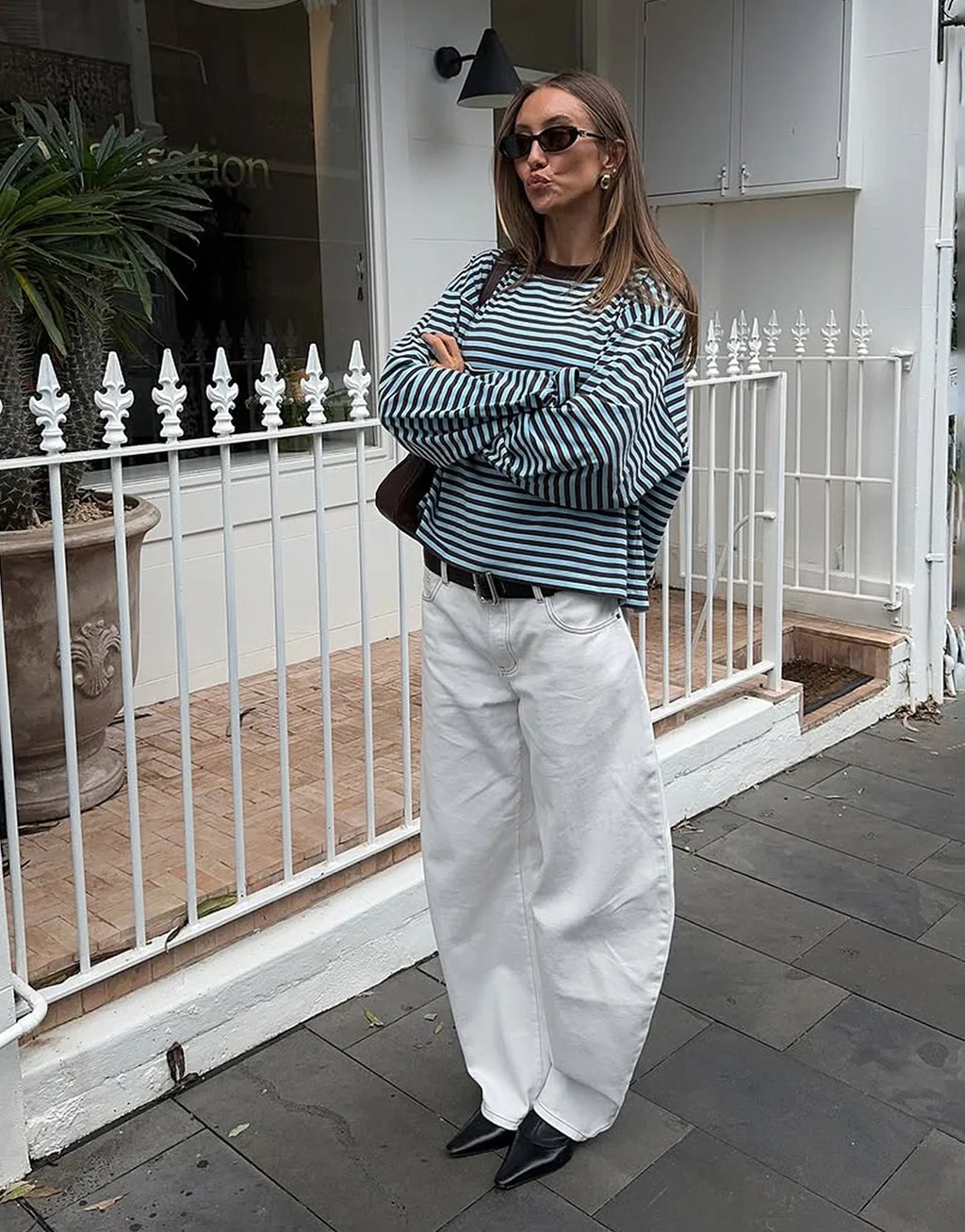 Bloom Long Sleeve Top - Chocolate Sea Stripe