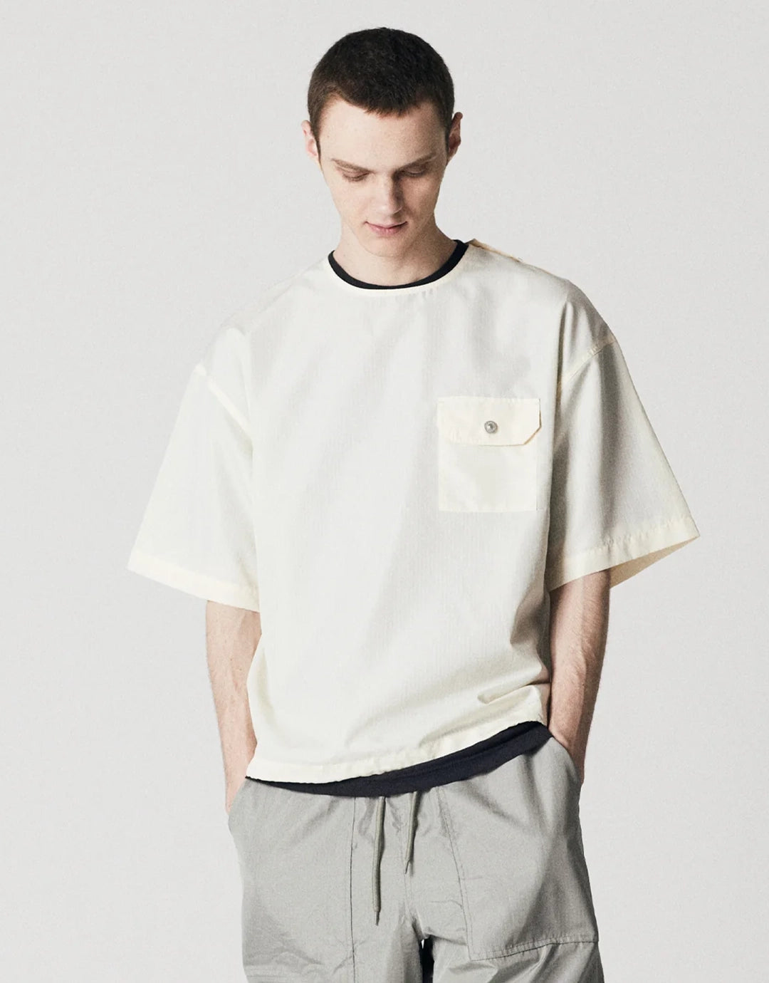 Military Half Sleeve Nylon T-Shirt - Cream