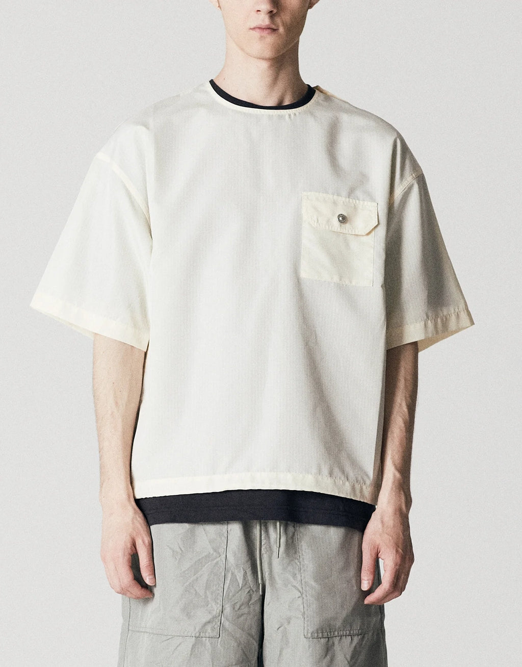 Military Half Sleeve Nylon T-Shirt - Cream