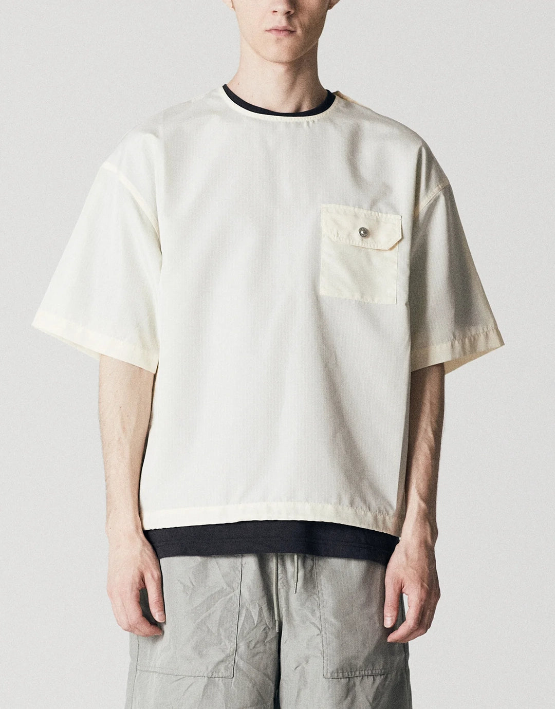 Military Half Sleeve Nylon T-Shirt - Cream