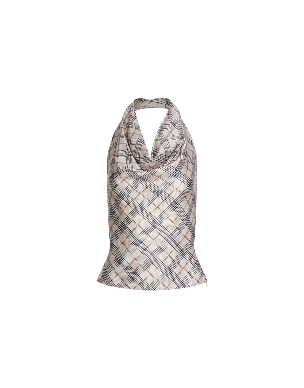 Heritage Halter Top - Beige Plaid