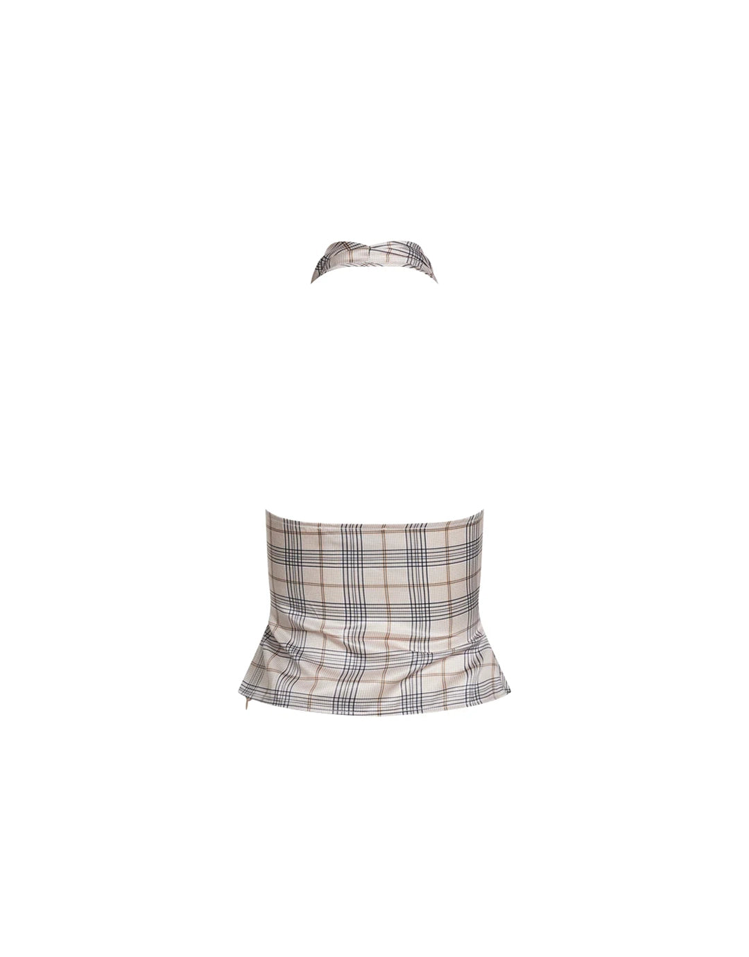 Heritage Halter Top - Beige Plaid