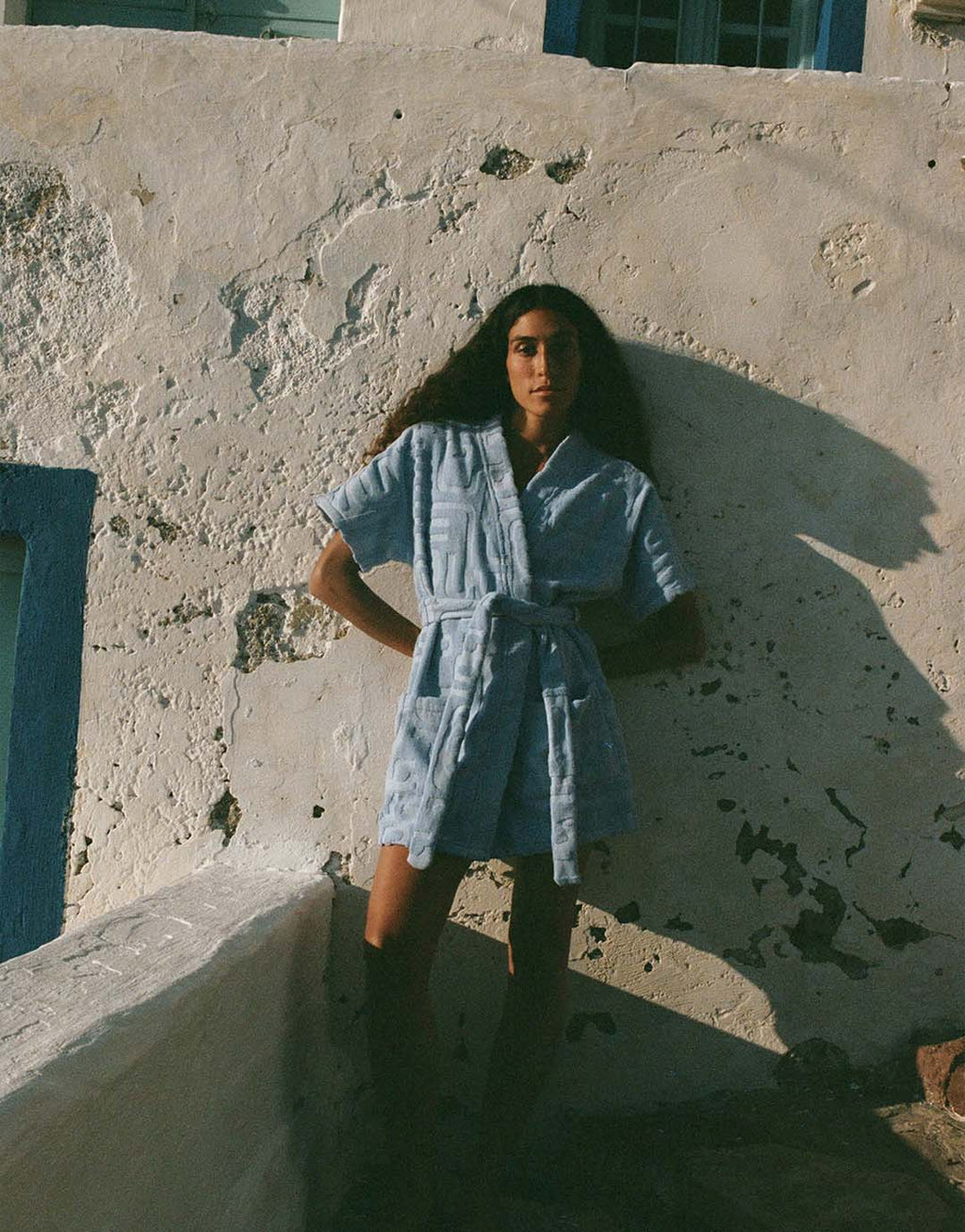 Towelling Mini Robe - Kin Cornflower