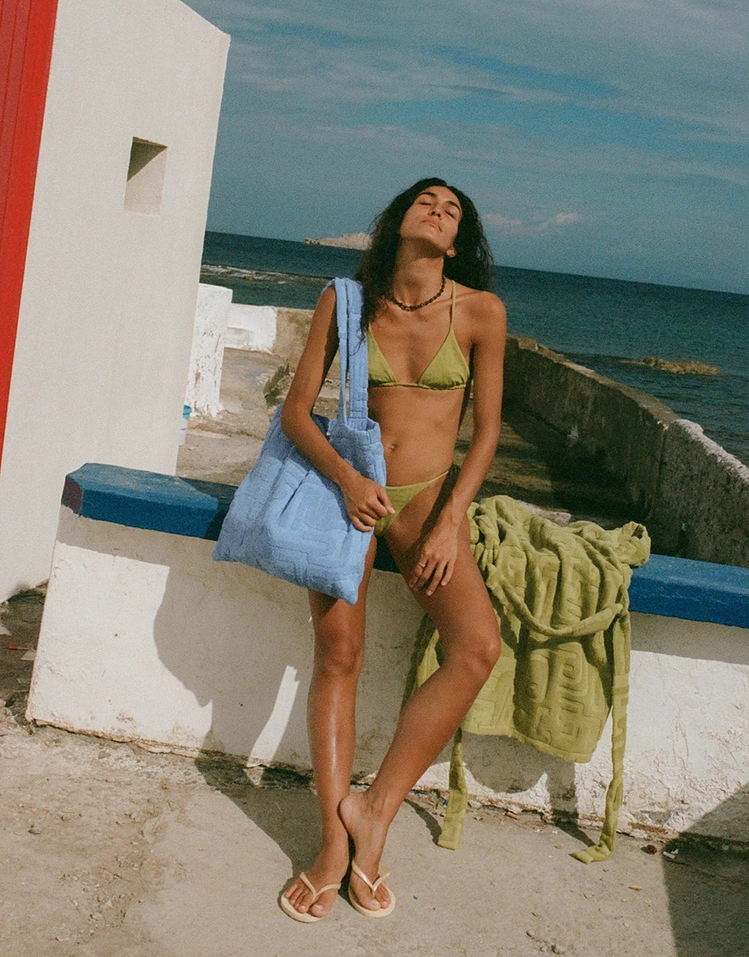 Towelling Tote Bag - Kin Cornflower