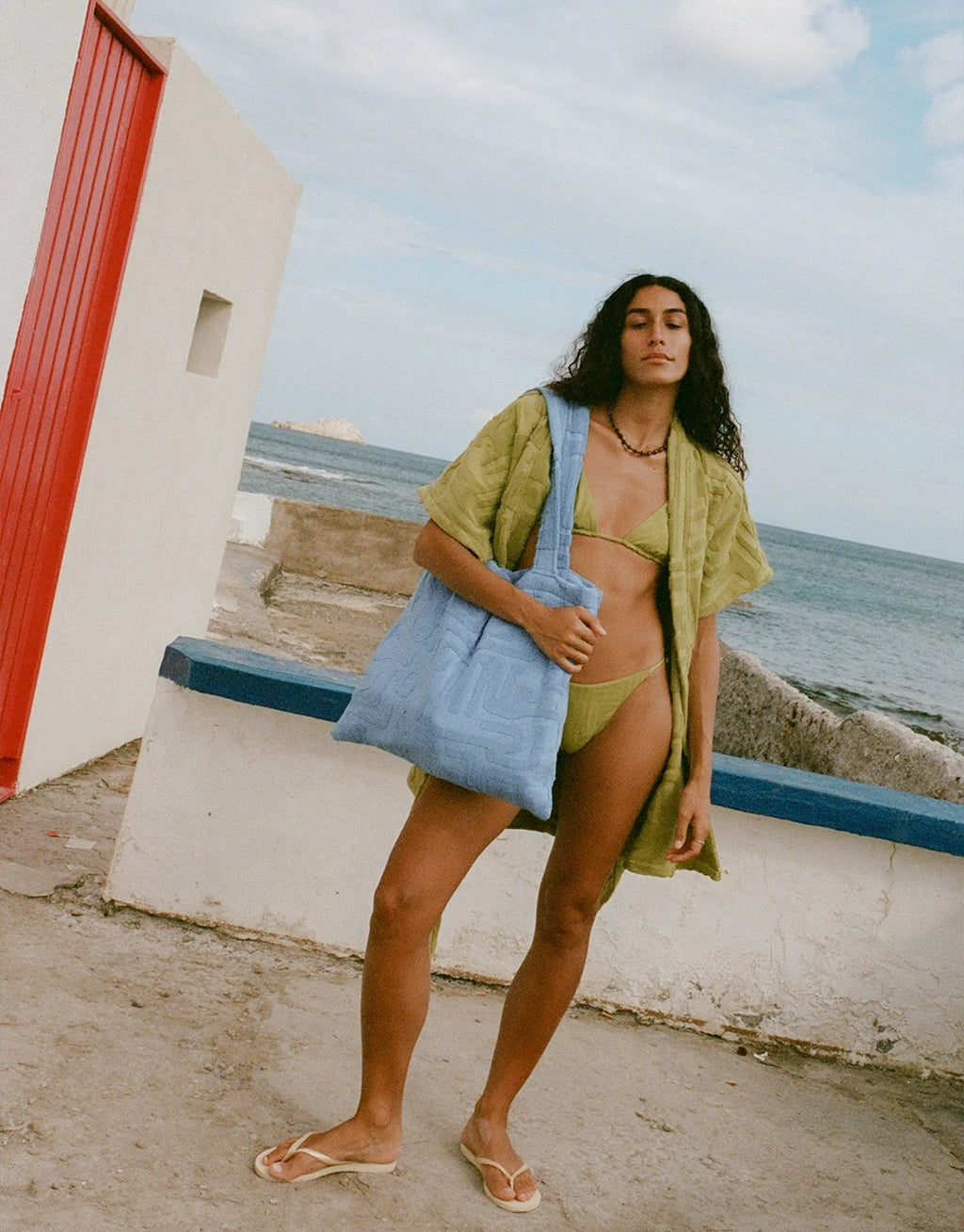 Towelling Tote Bag - Kin Cornflower