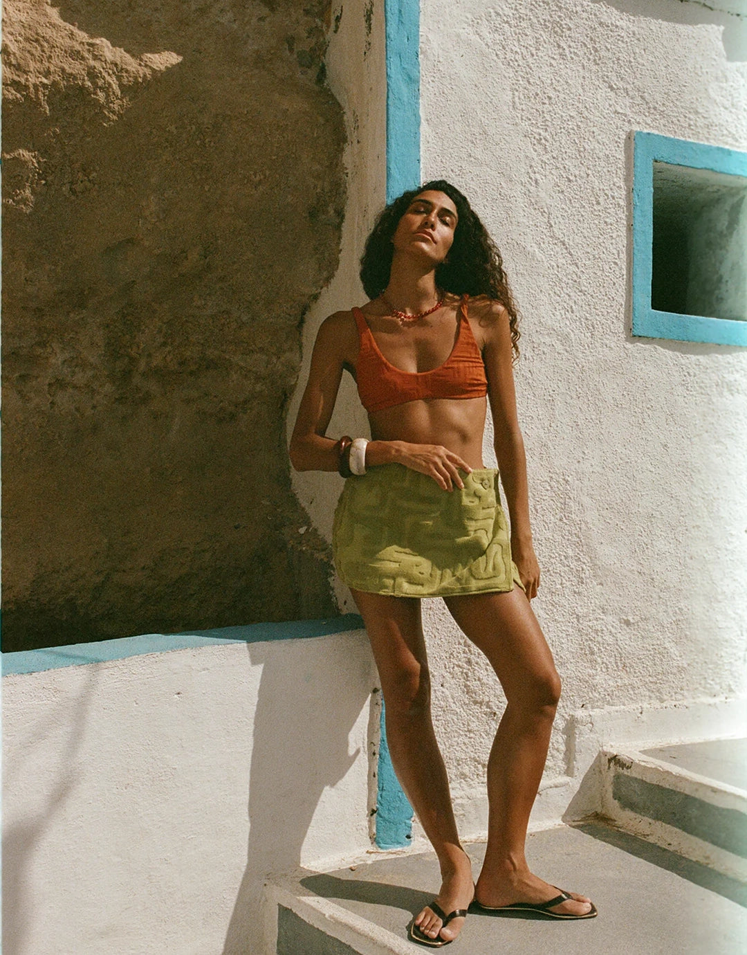 Towelling Wrap Skirt - Kin Aloe