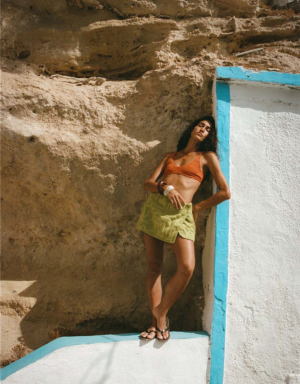 Towelling Wrap Skirt - Kin Aloe