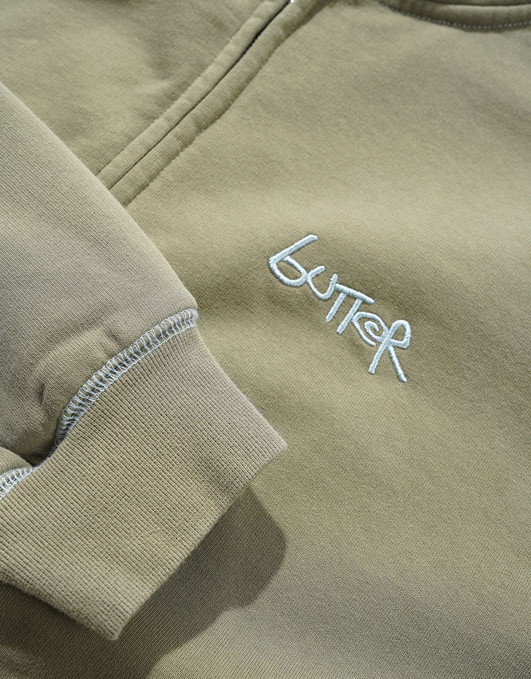 Trail Stitch Zip-Through Hoodie - Washed Dull Army by Butter Goods - view 2