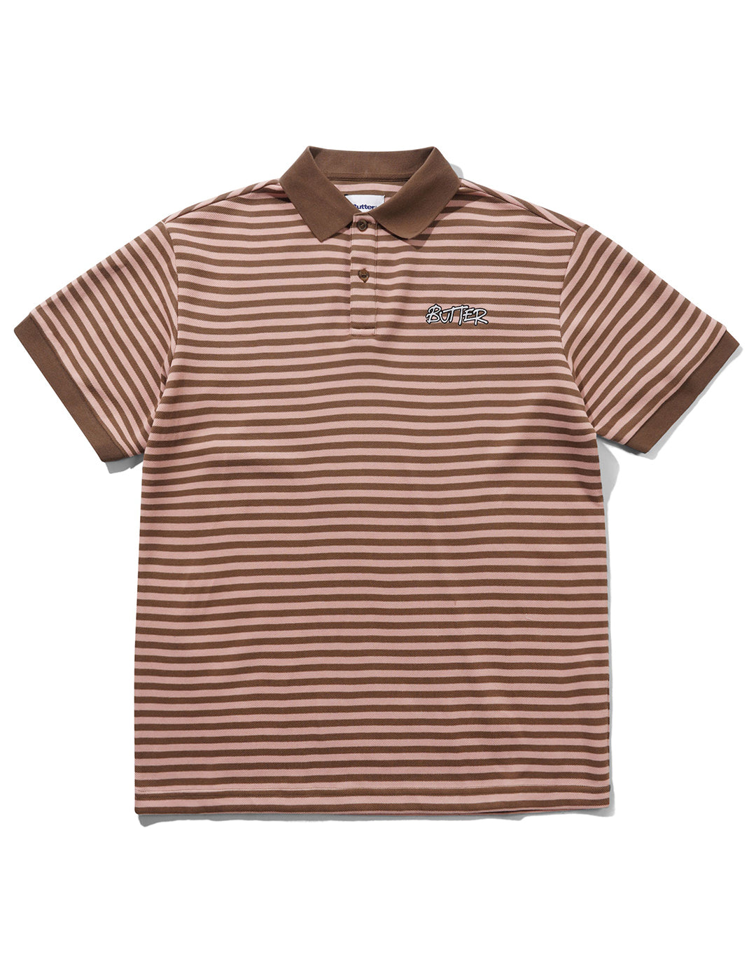 Tunnel Short Sleeve Polo Shirt - Brown / Salmon by Butter Goods