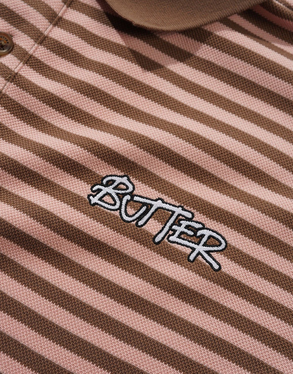 Tunnel Short Sleeve Polo Shirt - Brown / Salmon by Butter Goods - view 2