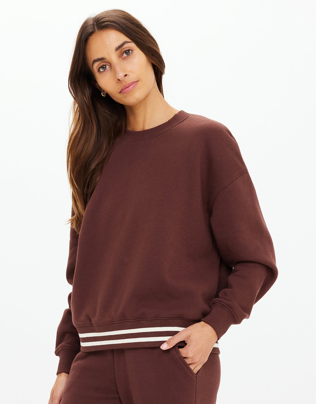 Toluca Lisel Crew Neck Sweater - Cocoa by The Upside - view 3