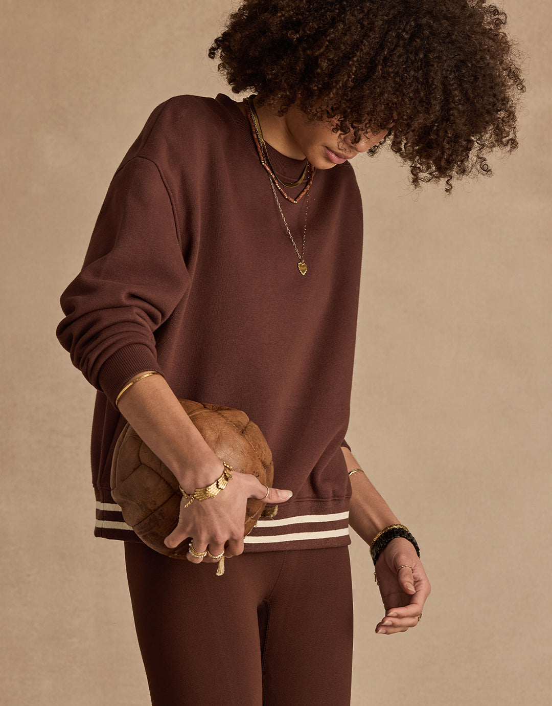 Toluca Lisel Crew Neck Sweater - Cocoa by The Upside - view 7