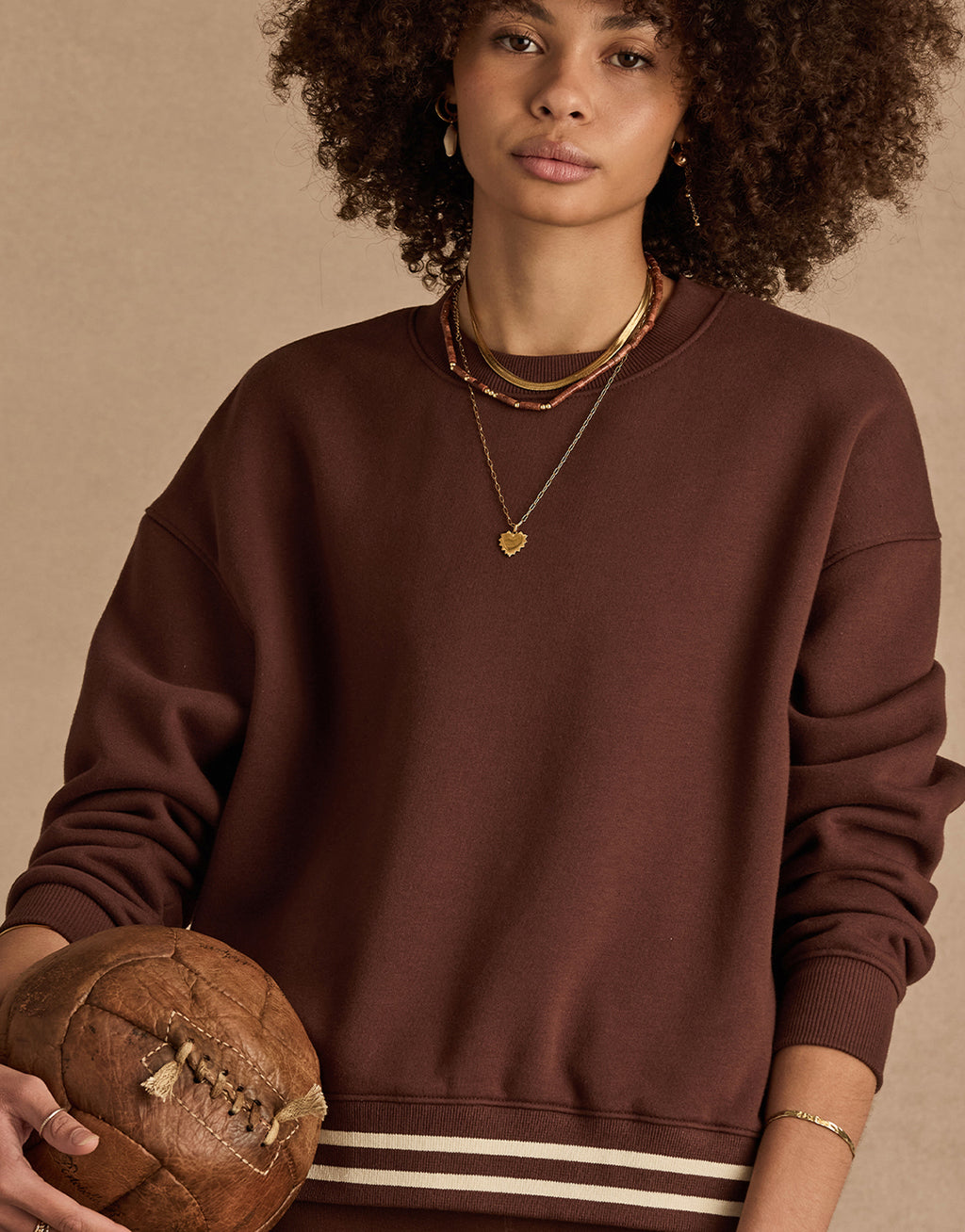 Toluca Lisel Crew Neck Sweater - Cocoa by The Upside - view 8